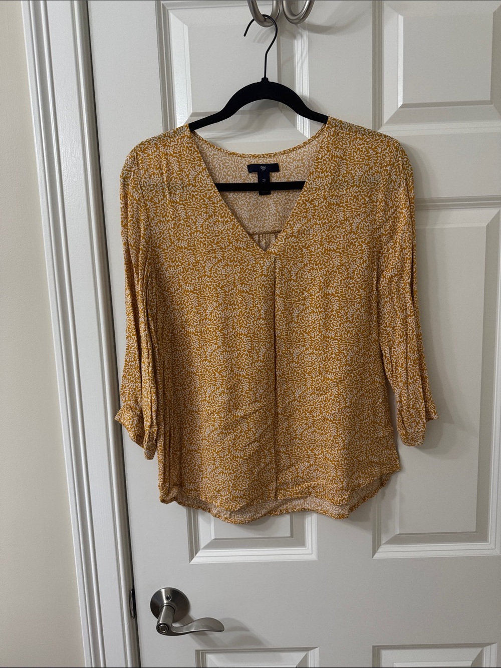 GAP Mustard Yellow Floral V-Neck Blouse